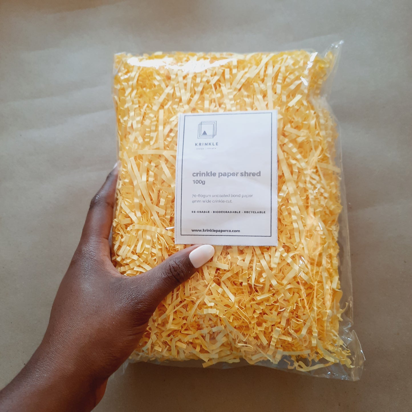 Butter Yellow Crinkle Shred Paper