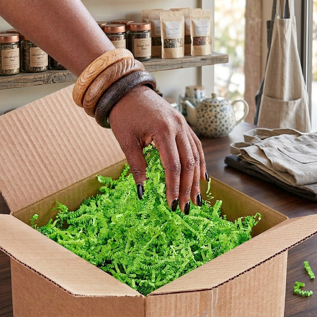 NEW - Lime Green Crinkle Shred Paper