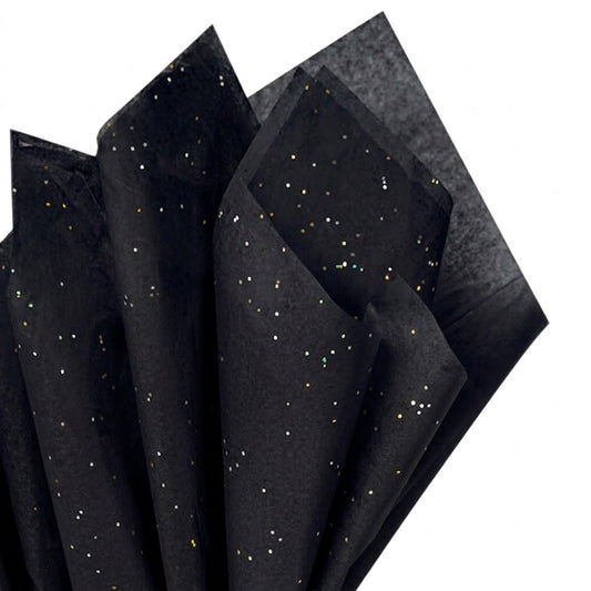 Black Glitter Tissue Paper - 6 Sheets