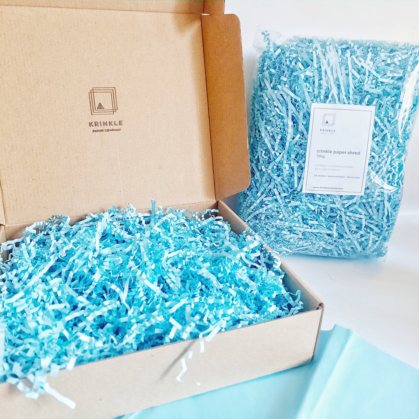 Baby Blue Crinkle Shred Paper
