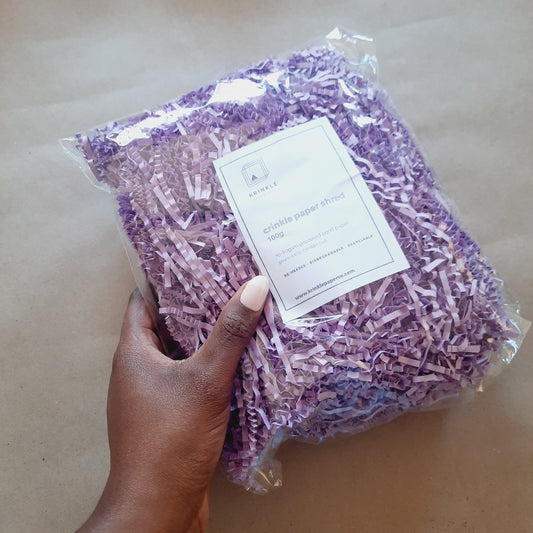 Close-up of loose Lavender crinkle paper