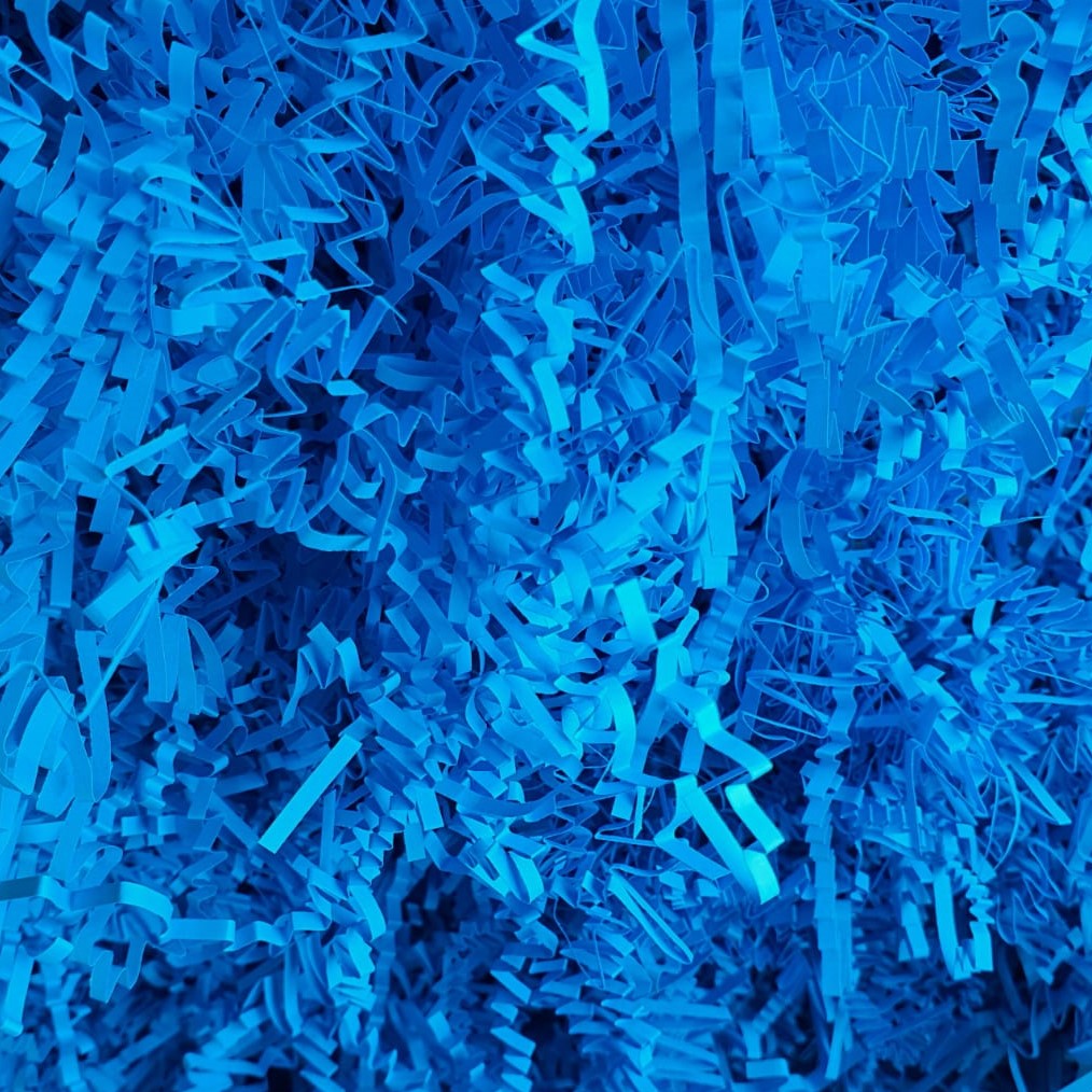 Azure Blue Crinkle Shred Paper Krinkle Paper Co