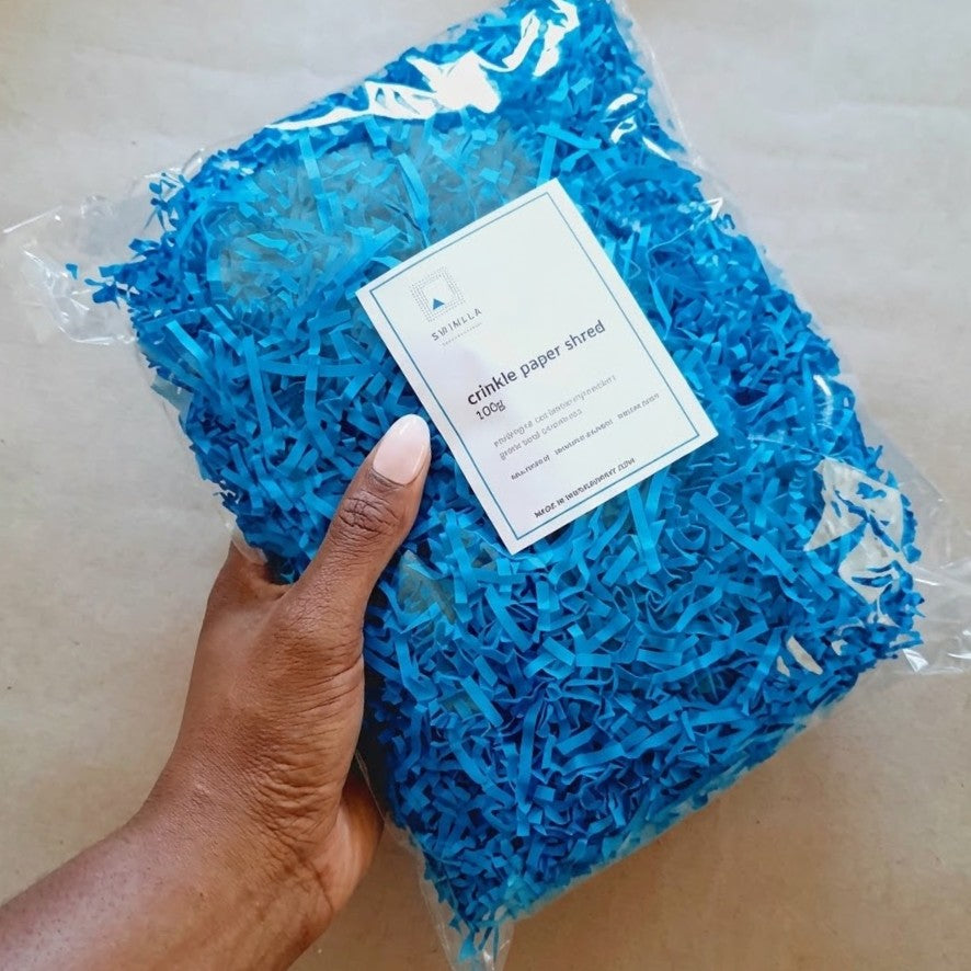 Azure Blue Crinkle Paper – Shredded Gift Box Filler