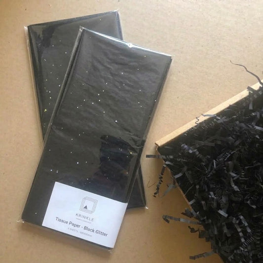 Black Glitter Tissue Paper - 6 Sheets