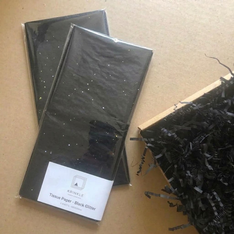 Black Glitter Tissue Paper - 6 Sheets