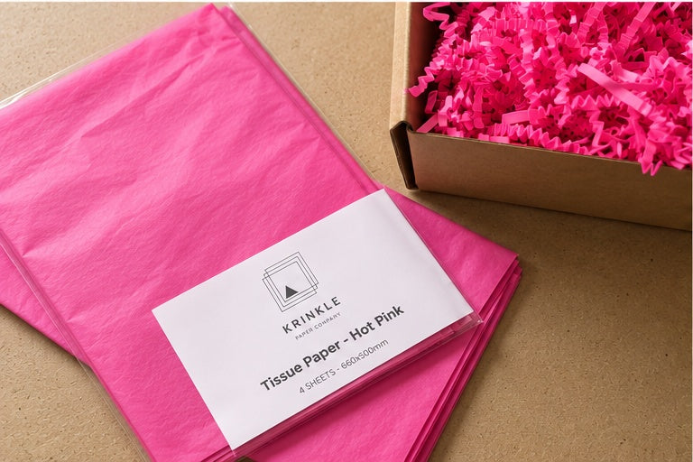 Hot Pink tissue paper pack, 4 sheets measuring 660 × 500 mm