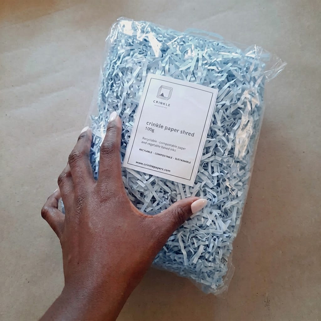 Ice Blue Crinkle Paper – Shredded Gift Box Filler