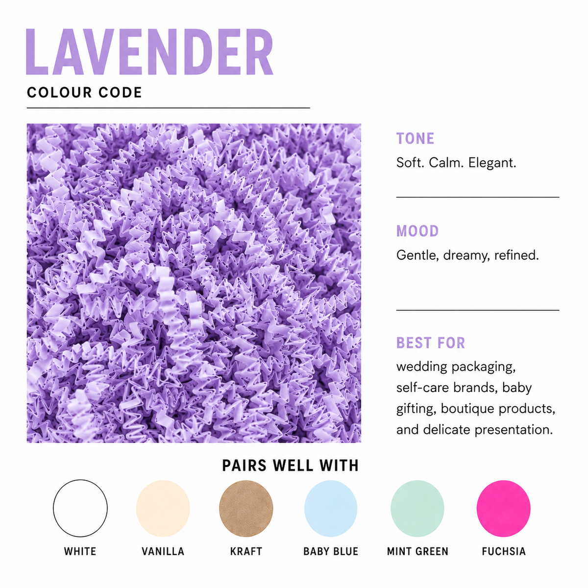 Lavender Crinkle Paper – Shredded Gift Box Filler