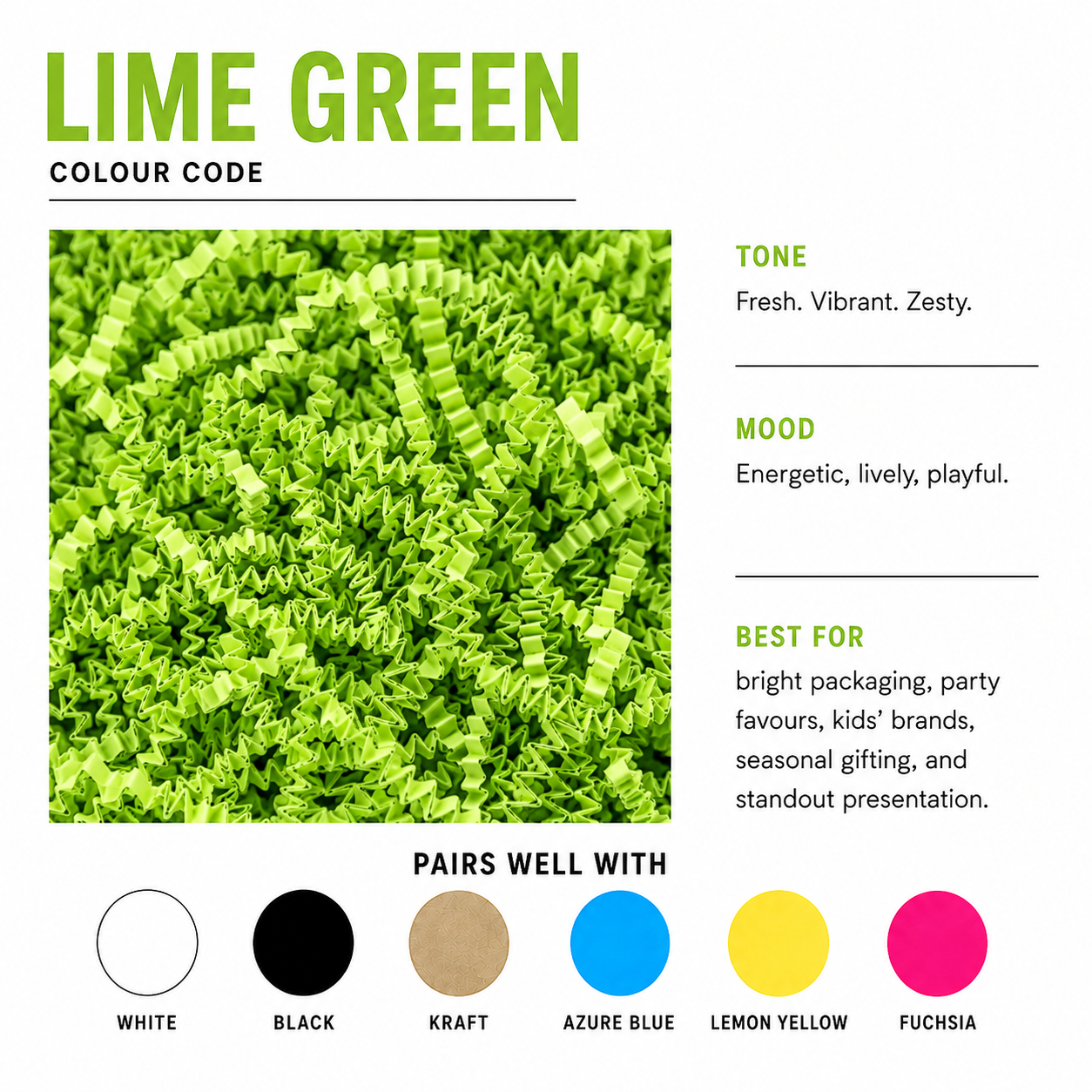 Lime Green Crinkle Shred Paper