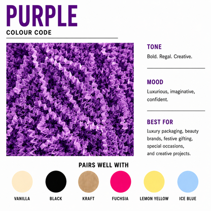 Purple crinkle paper texture and colour detail