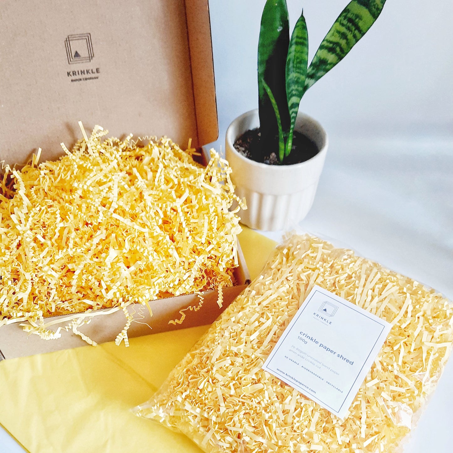 Butter Yellow Crinkle Shred Paper